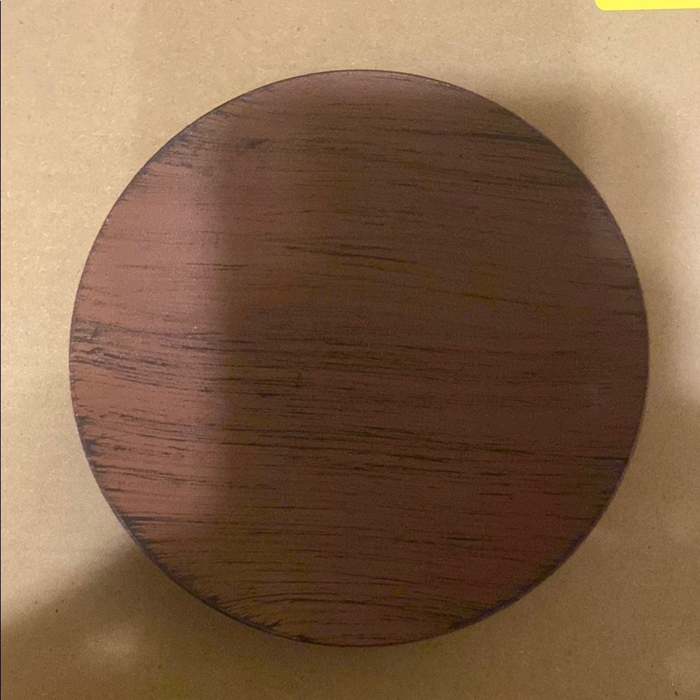 Round Wood Grain Pillar Candle Holder - Brown